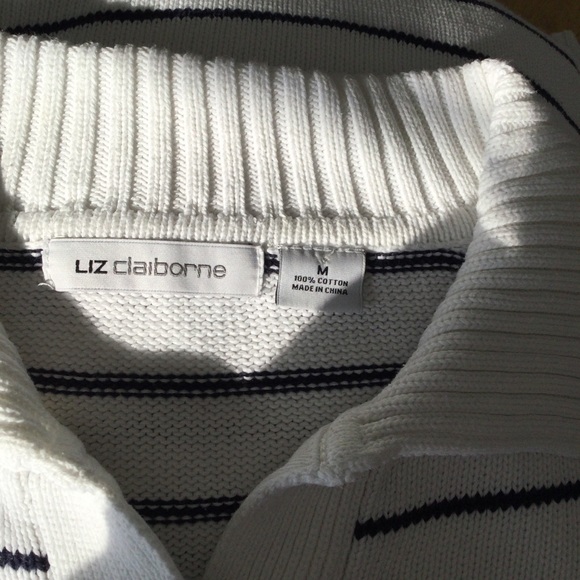 Liz Claiborne White Cotton Pullover Sweater, M - Picture 4 of 5
